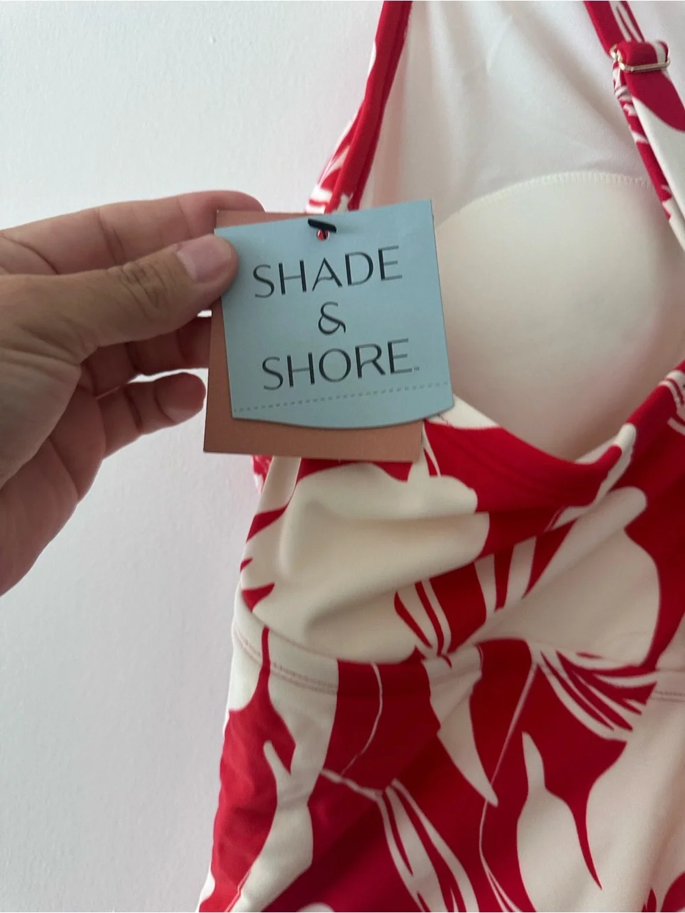 Shade & Shore women’s Floral One-Piece Swimsuit - Red & Cream